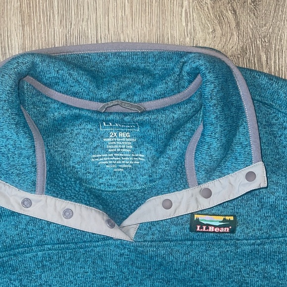 LL bean size 2x better sweater quarter button sweater in teal green pull over - Picture 2 of 6